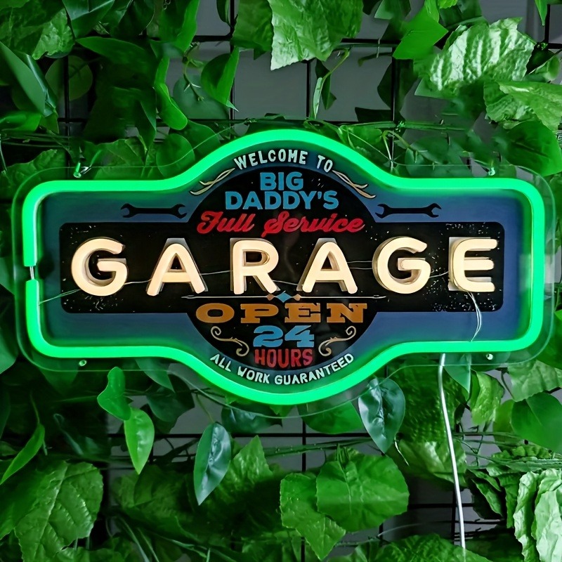 Garage Lighting Decor - 레트로 차고 LED 네온사인 UV 프린팅