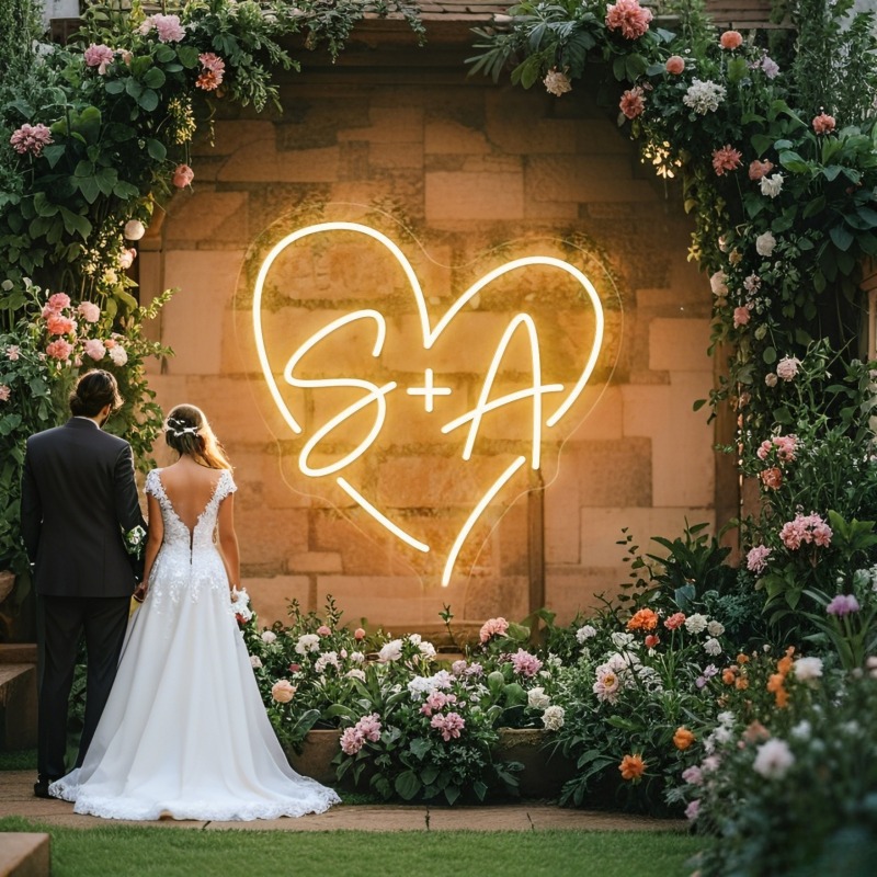 Lighting Decoration Wedding - 맞춤 이니셜 하트 LED 네온사인, 웨딩