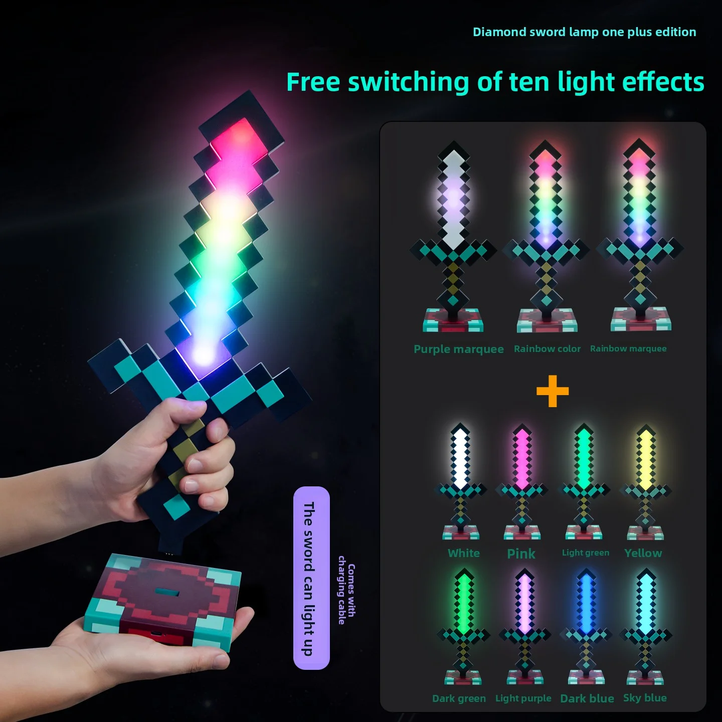Lighting Decor Minecraft - 마인크래프트 다이아몬드 검 LED 무드등 3D