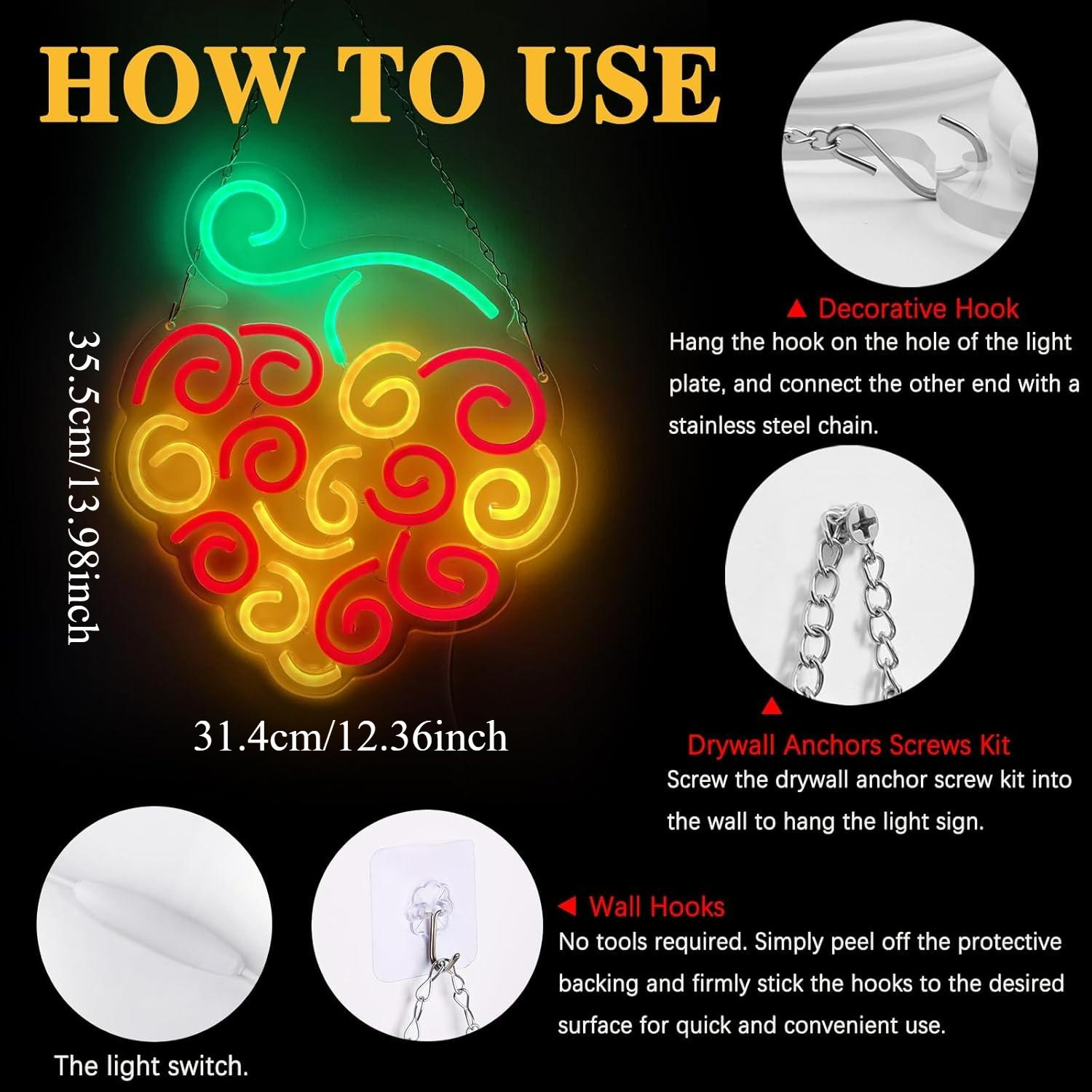 사이버 과일 네온사인 USB 디밍 가능 LED 조명 ( - Lighting Decor In Room 리뷰 및 가격