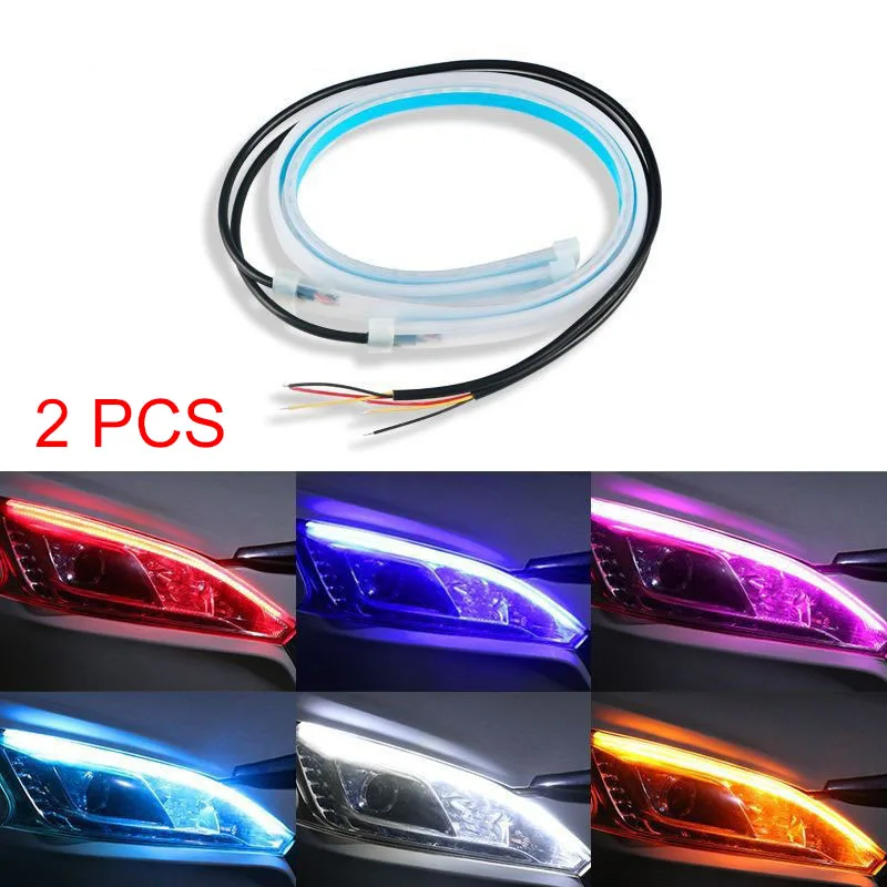 2 Pcs 자동차 DRL 유연한 방수 헤드 라이트 LE - Ambient Led Strip 리뷰 및 가격