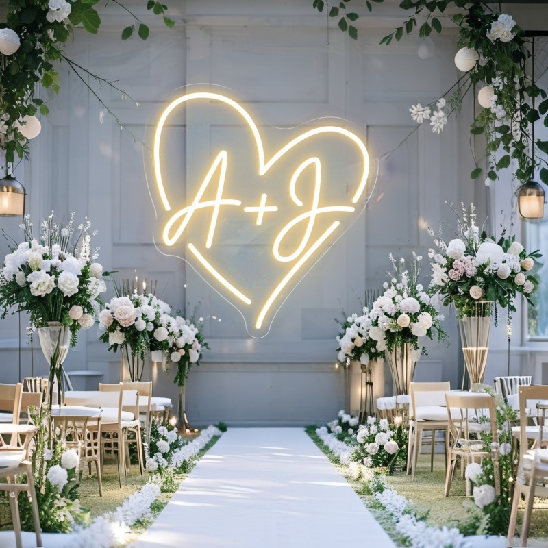 맞춤 이니셜 하트 LED 네온사인, 웨딩 파티 배경 홈 - Lighting Decoration Wedding 리뷰 및 가격