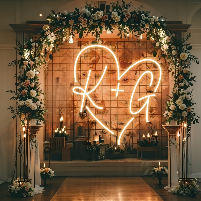 맞춤 이니셜 하트 LED 네온사인, 웨딩 파티 배경 홈 - Lighting Decoration Wedding 리뷰 및 가격