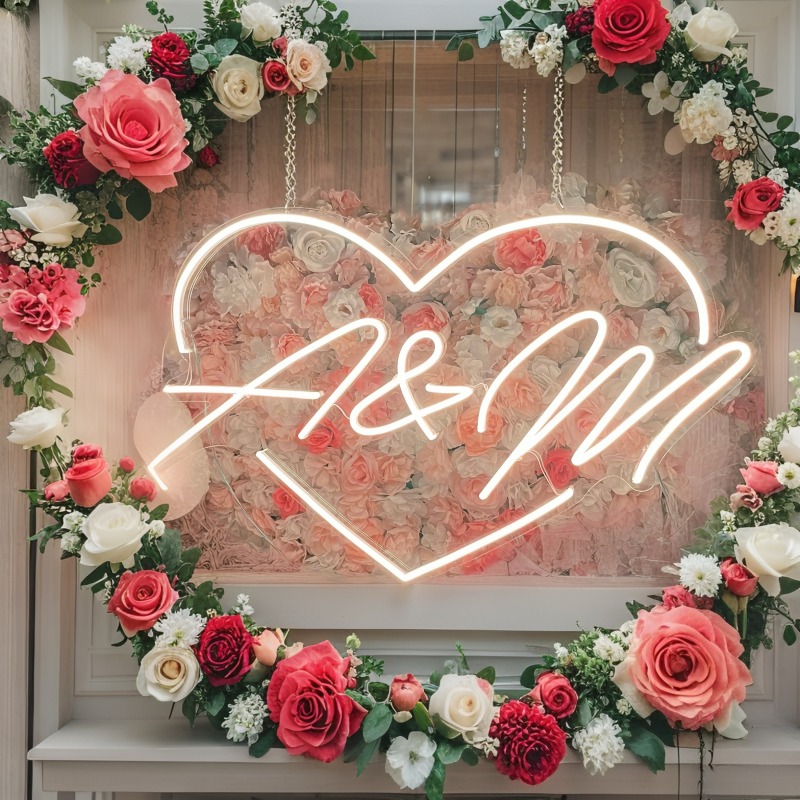 맞춤 이니셜 하트 LED 네온사인, 웨딩 파티 배경 홈 - Lighting Decoration Wedding 리뷰 및 가격