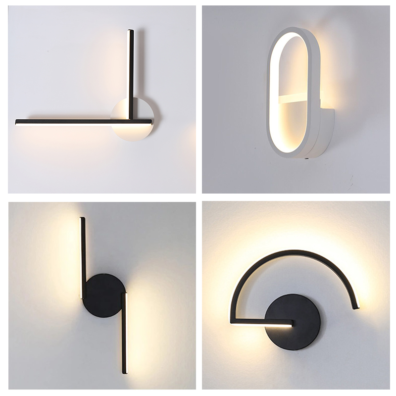 현대적인 북유럽 LED 벽등, 미니멀리스트 블랙 기하학 - Lighting Decor In Room 리뷰 및 가격