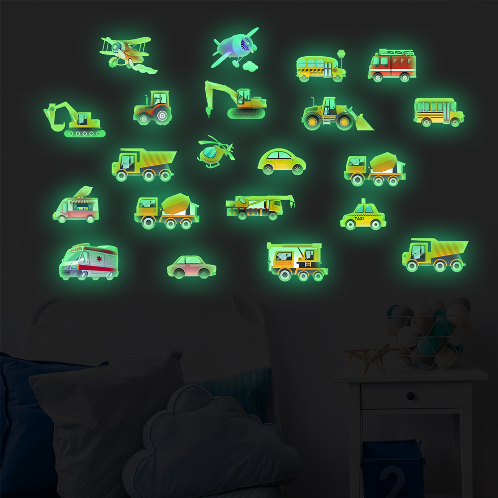 빛나는 자동차 벽 스티커 21개 세트 주야간 듀얼 컬러 - Lighting Mcqueen Bedroom Decor 리뷰 및 가격