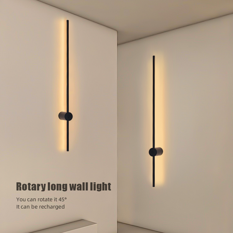 현대적인 충전식 LED 벽등 블랙 알루미늄 바디 선형  - Lighting Decor In Room 리뷰 및 가격